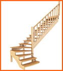 Г-образная  лестница деревянная